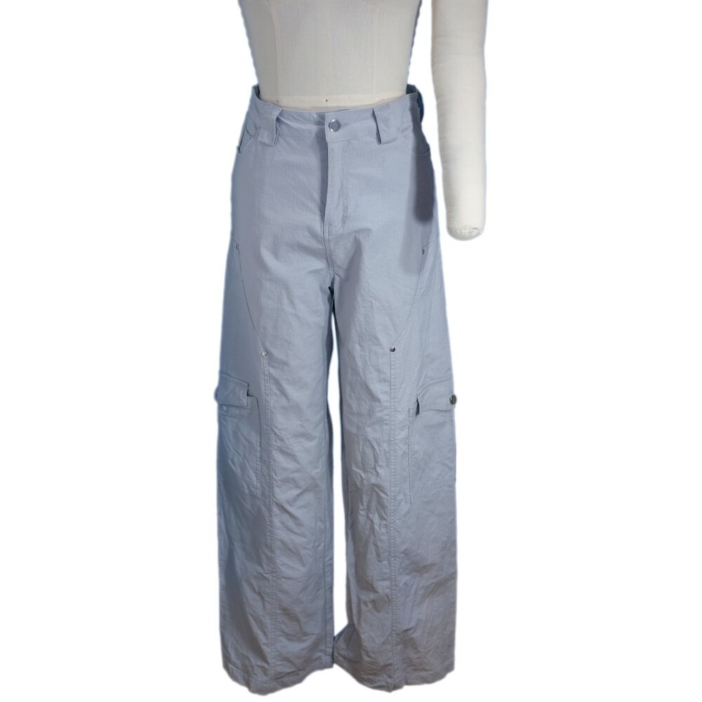 Fashion Nova Gray Wide Leg Cargo Pants Size Small